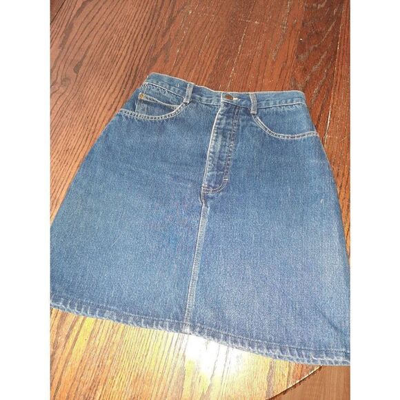 Size 7/8 Brooks Brothers Cotton Blue Denim Blue Jean Mini Skirt with Pockets - Picture 1 of 5